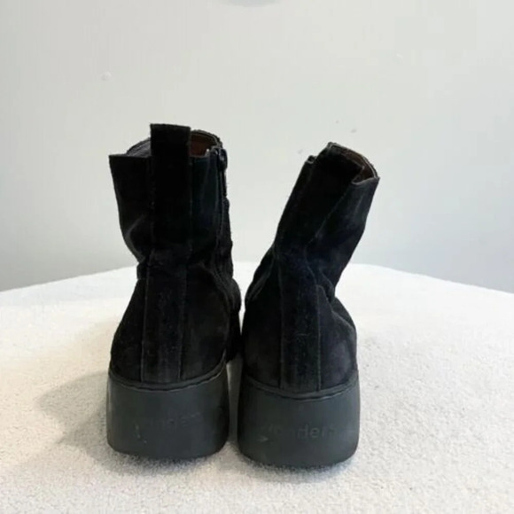 Wonders Fly Women’s 8 Black Ankle Boots 8332 Booties Suede Platform 38 Side Zip - Picture 3 of 11